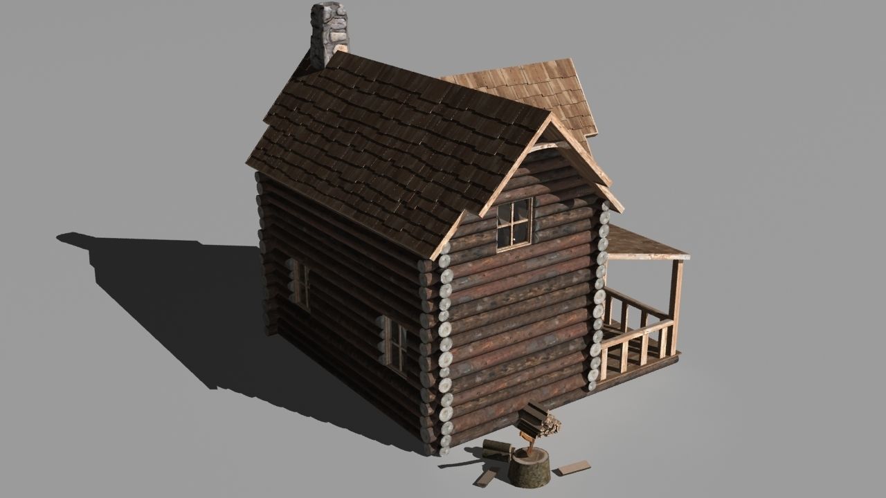 Log cabin 3D model_4