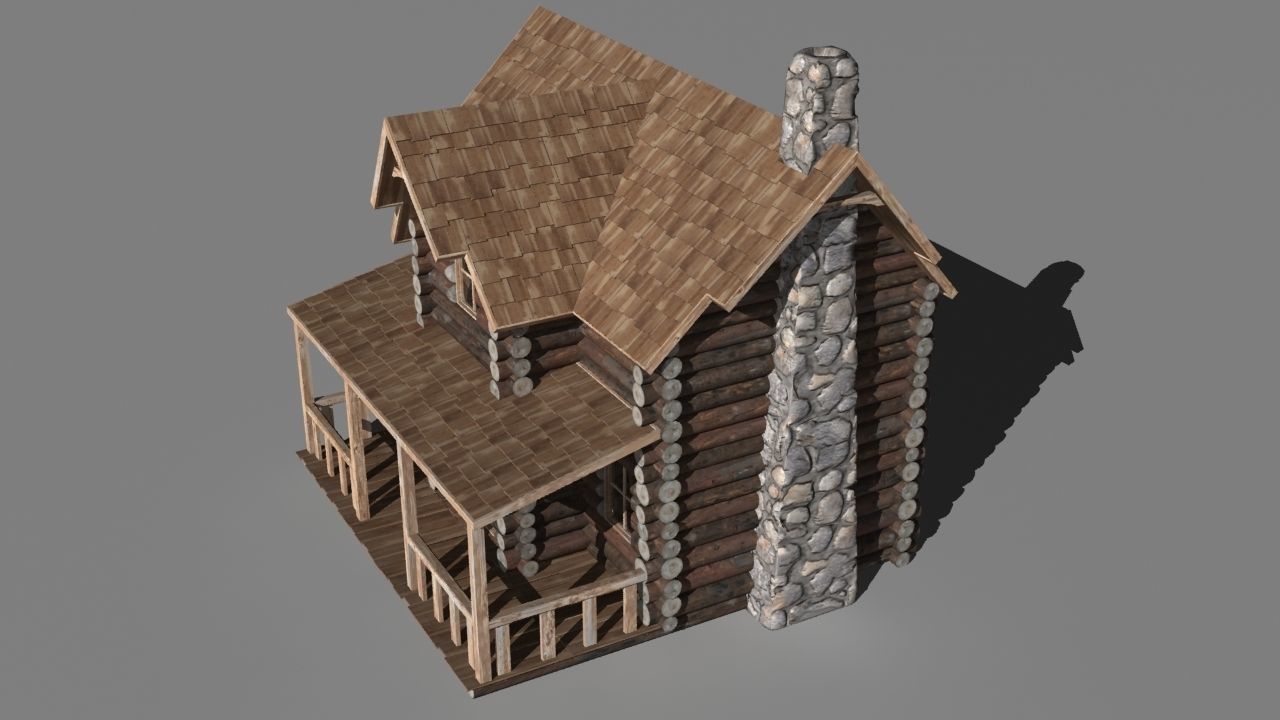 Log cabin 3D model_2