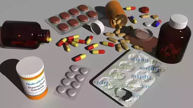 Pills and drugs 3D model