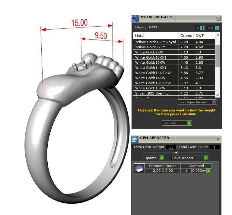 Baby Foot Ring 3D print model_2