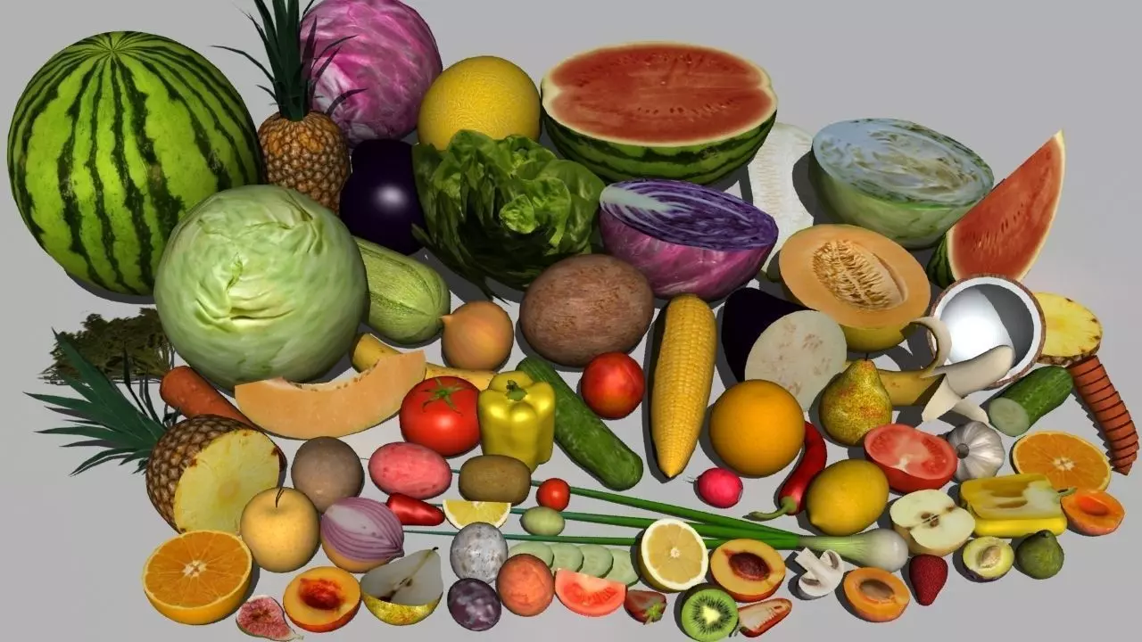 Fruit and vegetables collection 3D model