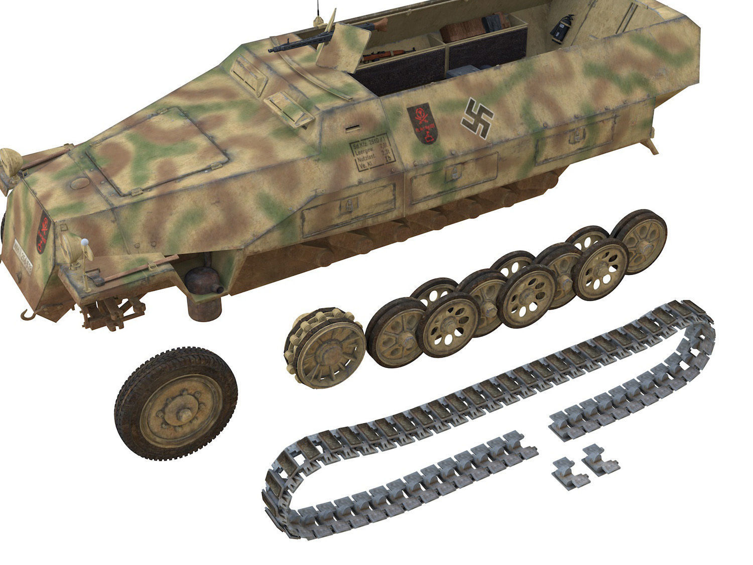 SDKFZ 251 Ausf D - Half-track - Pz-Art-Rgt 103 3D model_11