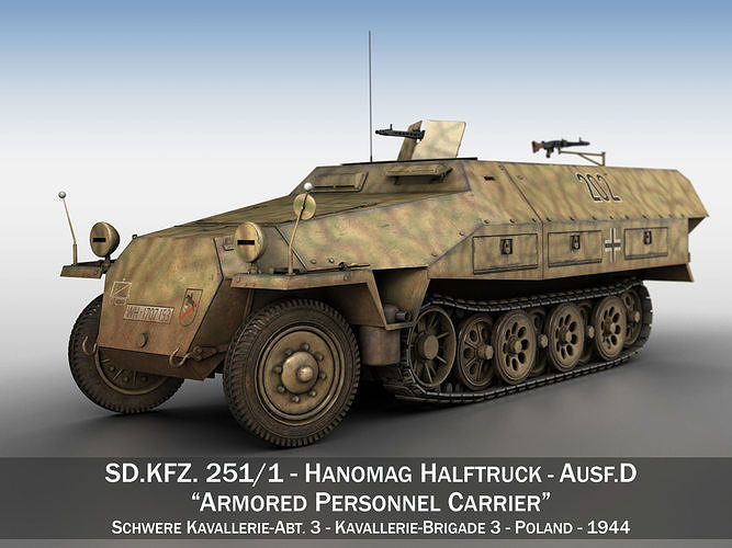 SDKFZ 251 Ausf D - Half-track - 202 3D model