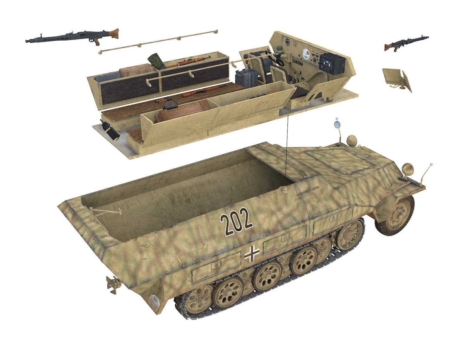 SDKFZ 251 Ausf D - Half-track - 202 3D model_9