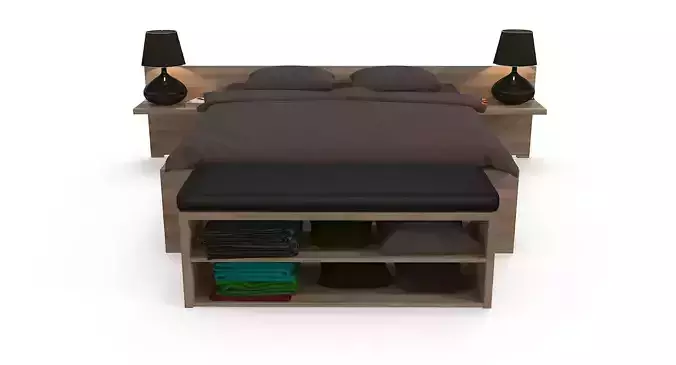 Wooden double bed