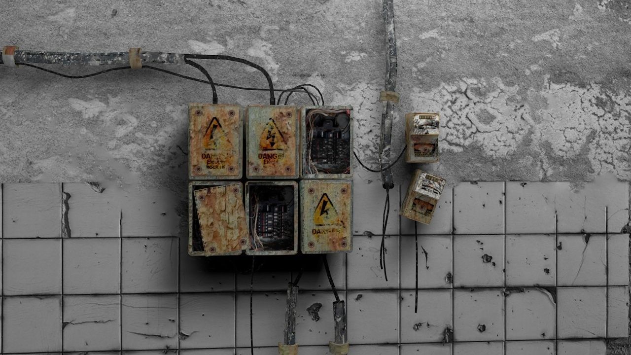 Old Electrical Panel Low-poly 3D model_3