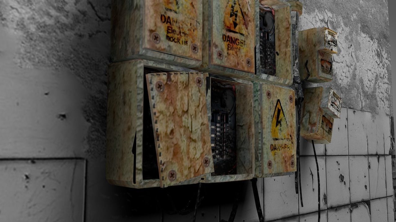 Old Electrical Panel Low-poly 3D model_9
