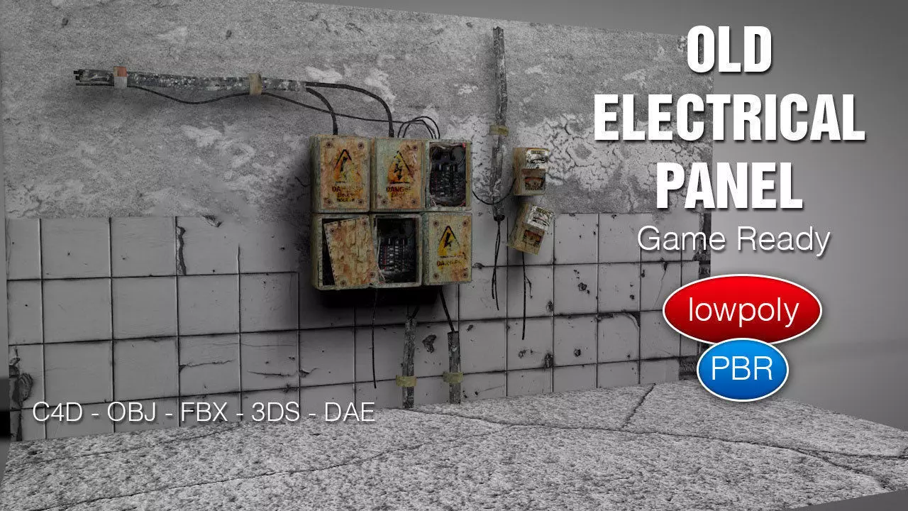 Old Electrical Panel Low-poly 3D model_0