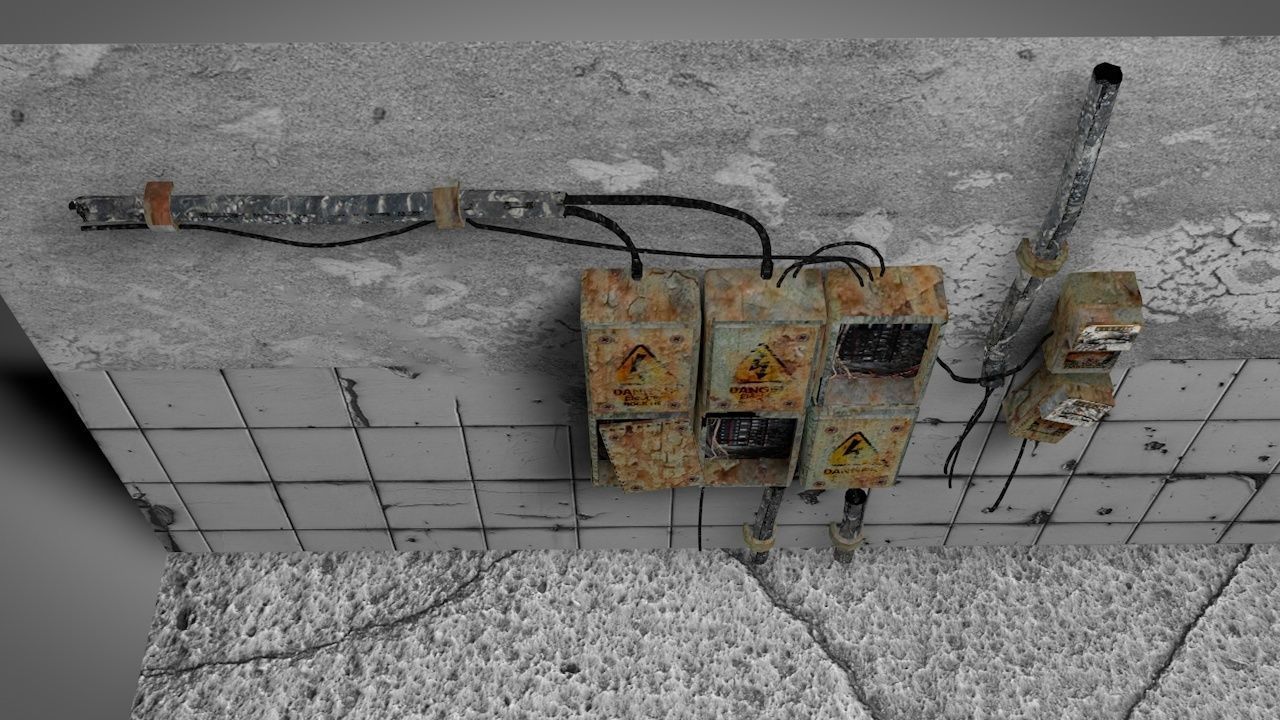 Old Electrical Panel Low-poly 3D model_6