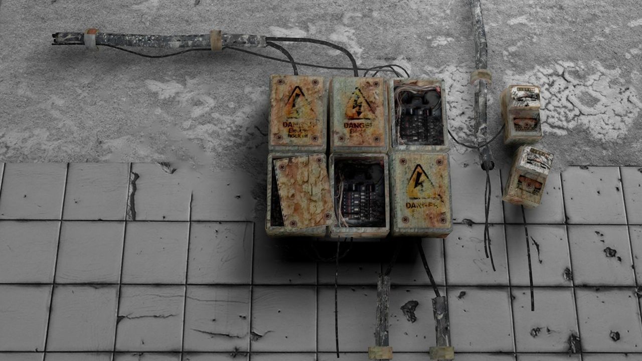 Old Electrical Panel Low-poly 3D model_7