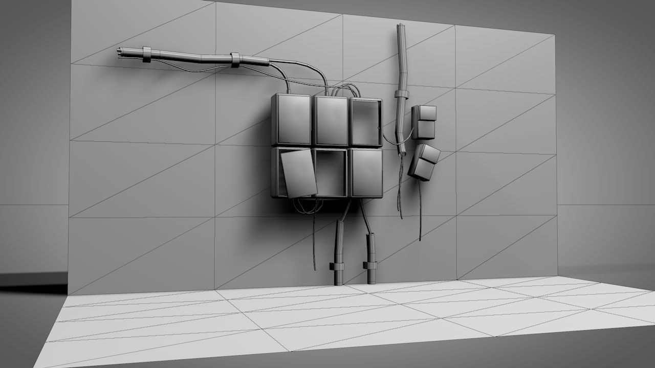 Old Electrical Panel Low-poly 3D model_11