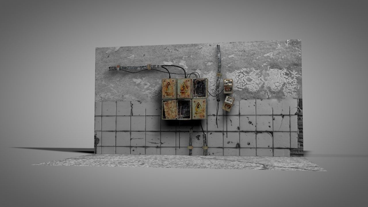 Old Electrical Panel Low-poly 3D model_5