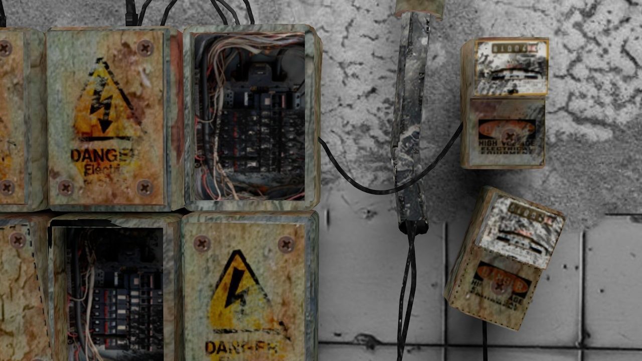 Old Electrical Panel Low-poly 3D model_8