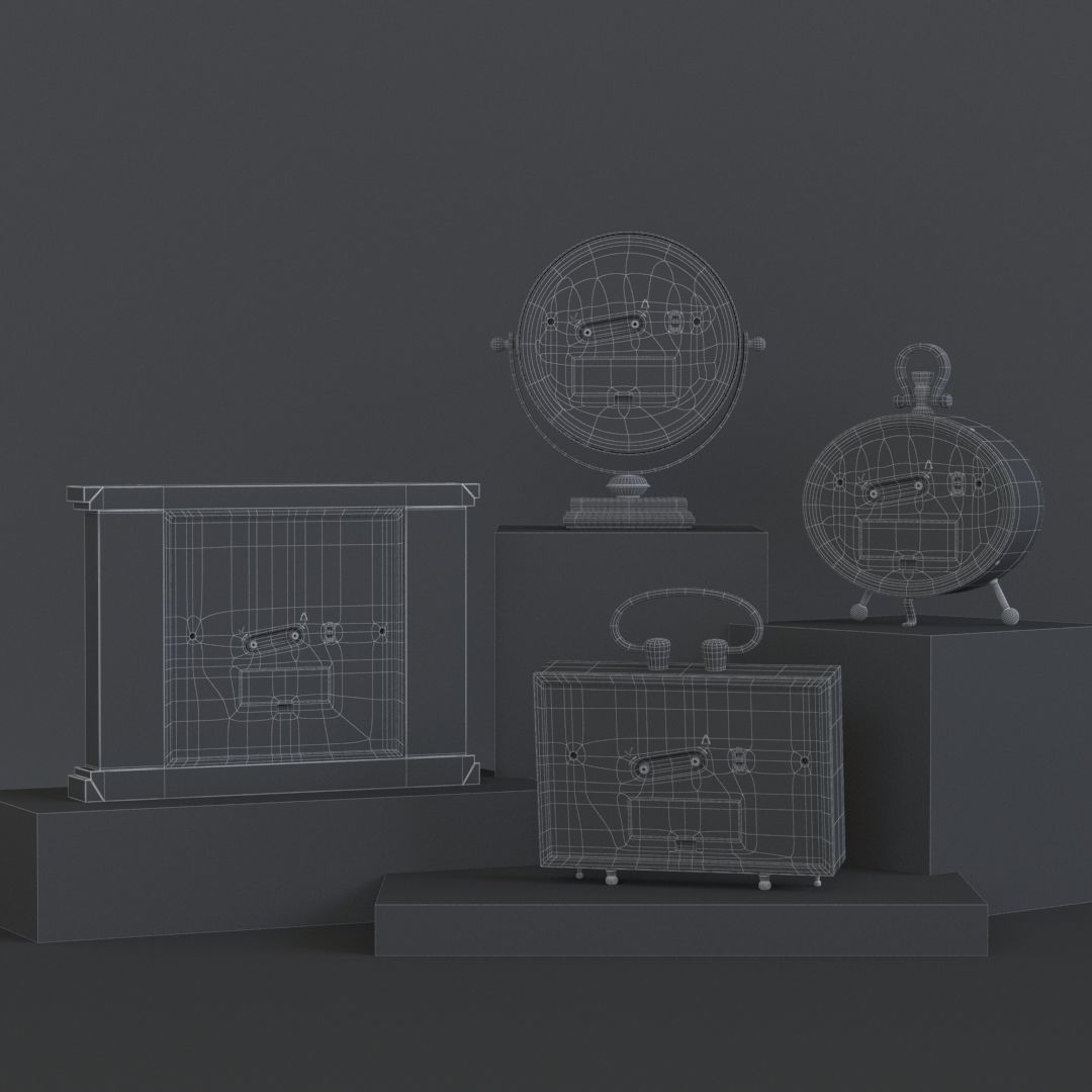 Table clock pack 01 3D model_10