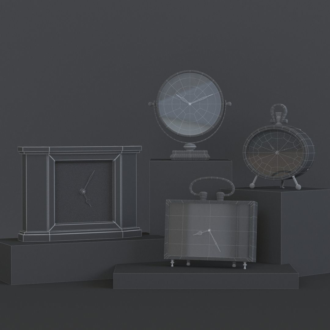 Table clock pack 01 3D model_9