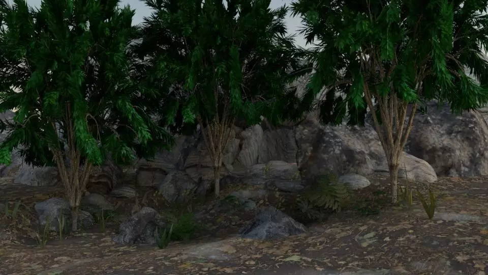 cave with trees Free 3D model_0