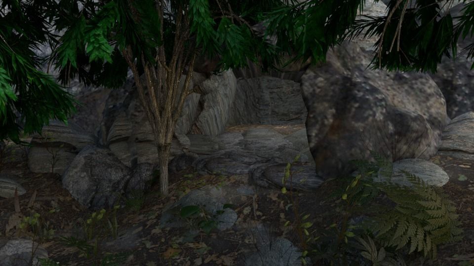 cave with trees Free 3D model_1