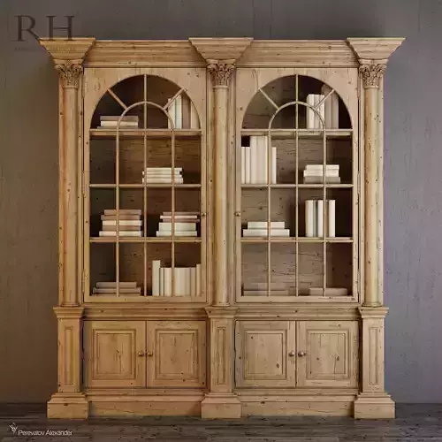 RH Palladian Salvaged Pine Library Bookcase Double