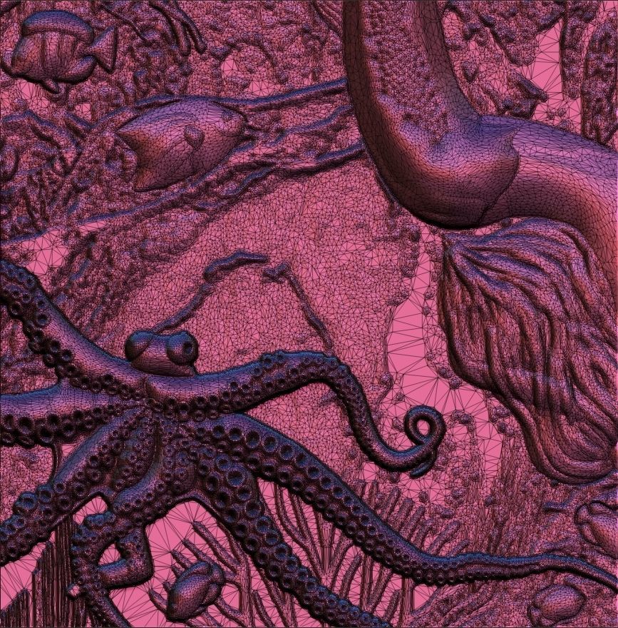 Aquatic Mermaid Theme Panno v3 for CNC Relief engraving 3D model_12