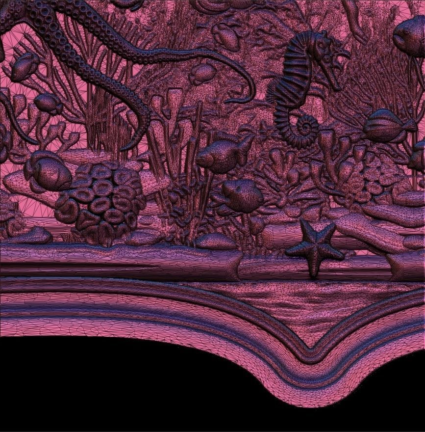 Aquatic Mermaid Theme Panno v3 for CNC Relief engraving 3D model_7