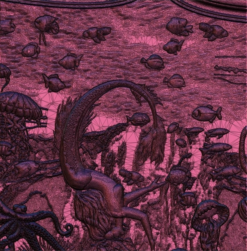 Aquatic Mermaid Theme Panno v3 for CNC Relief engraving 3D model_14