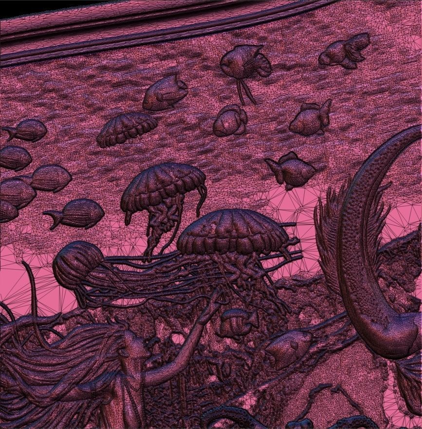 Aquatic Mermaid Theme Panno v3 for CNC Relief engraving 3D model_9