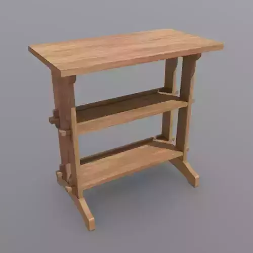 CC0 - Shelf wooden table with two shelves Free low-poly 3D model