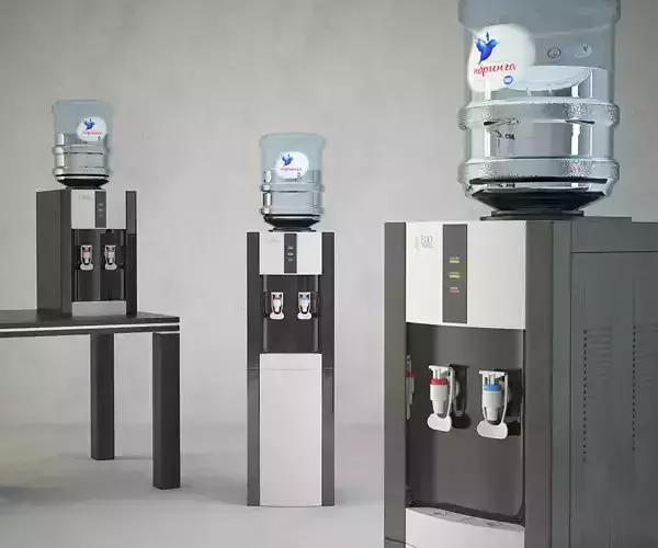 Dispenser three water dispensers on table