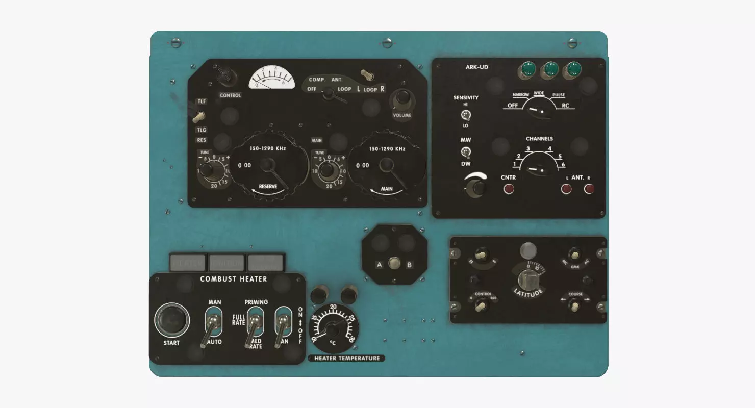 Mi-8MT Mi-17MT Right Overhead Panels Board English Low-poly 3D model_0
