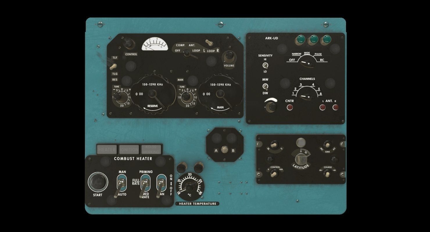 Mi-8MT Mi-17MT Right Overhead Panels Board English Low-poly 3D model_1