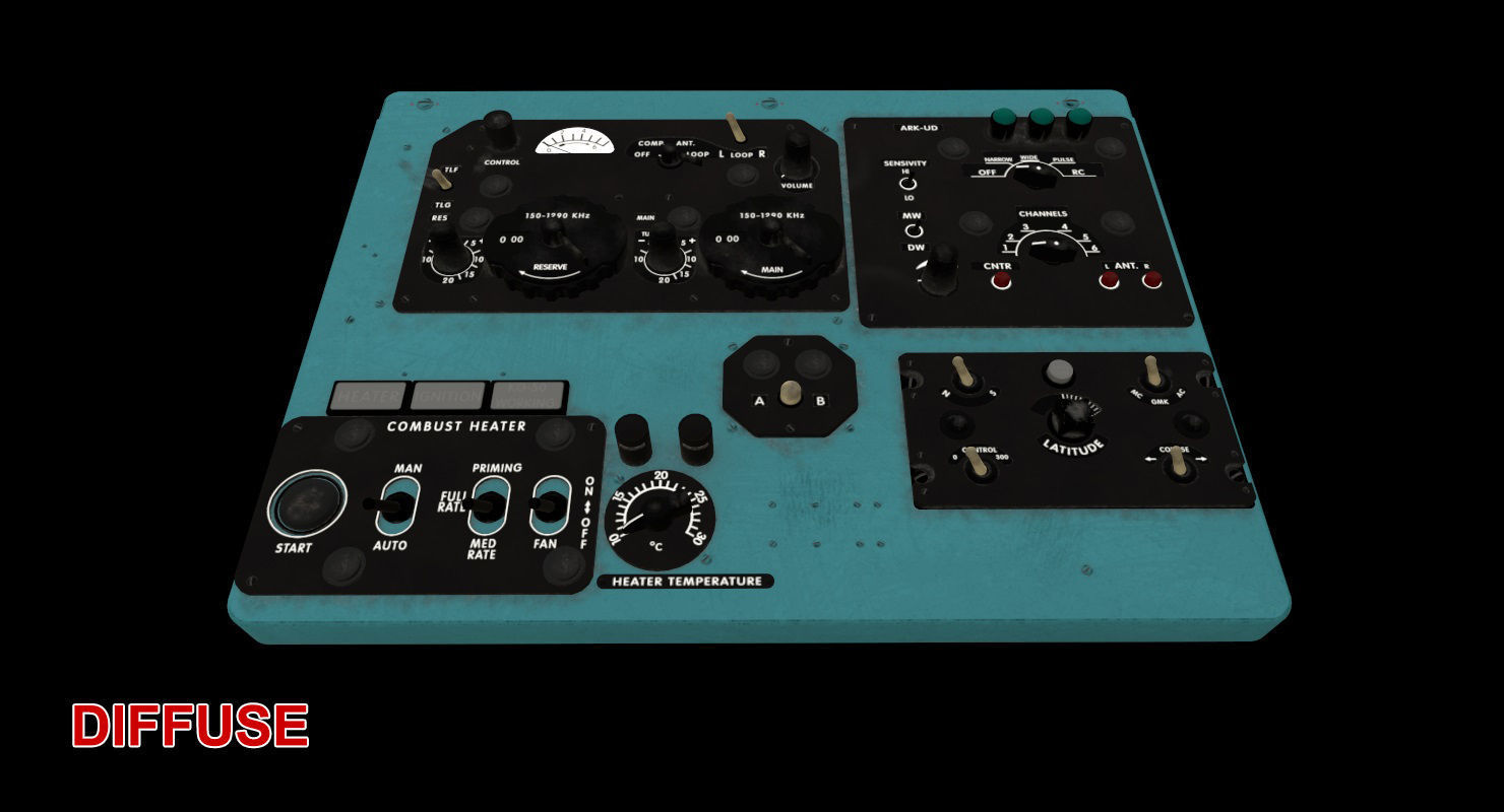 Mi-8MT Mi-17MT Right Overhead Panels Board English Low-poly 3D model_15