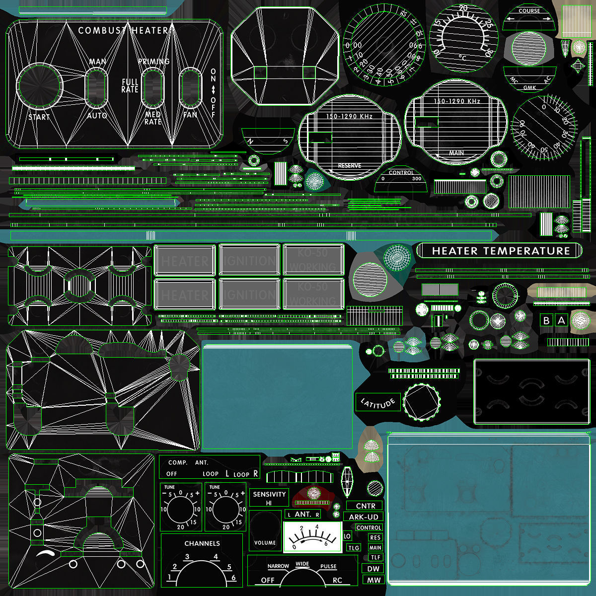 Mi-8MT Mi-17MT Right Overhead Panels Board English Low-poly 3D model_26