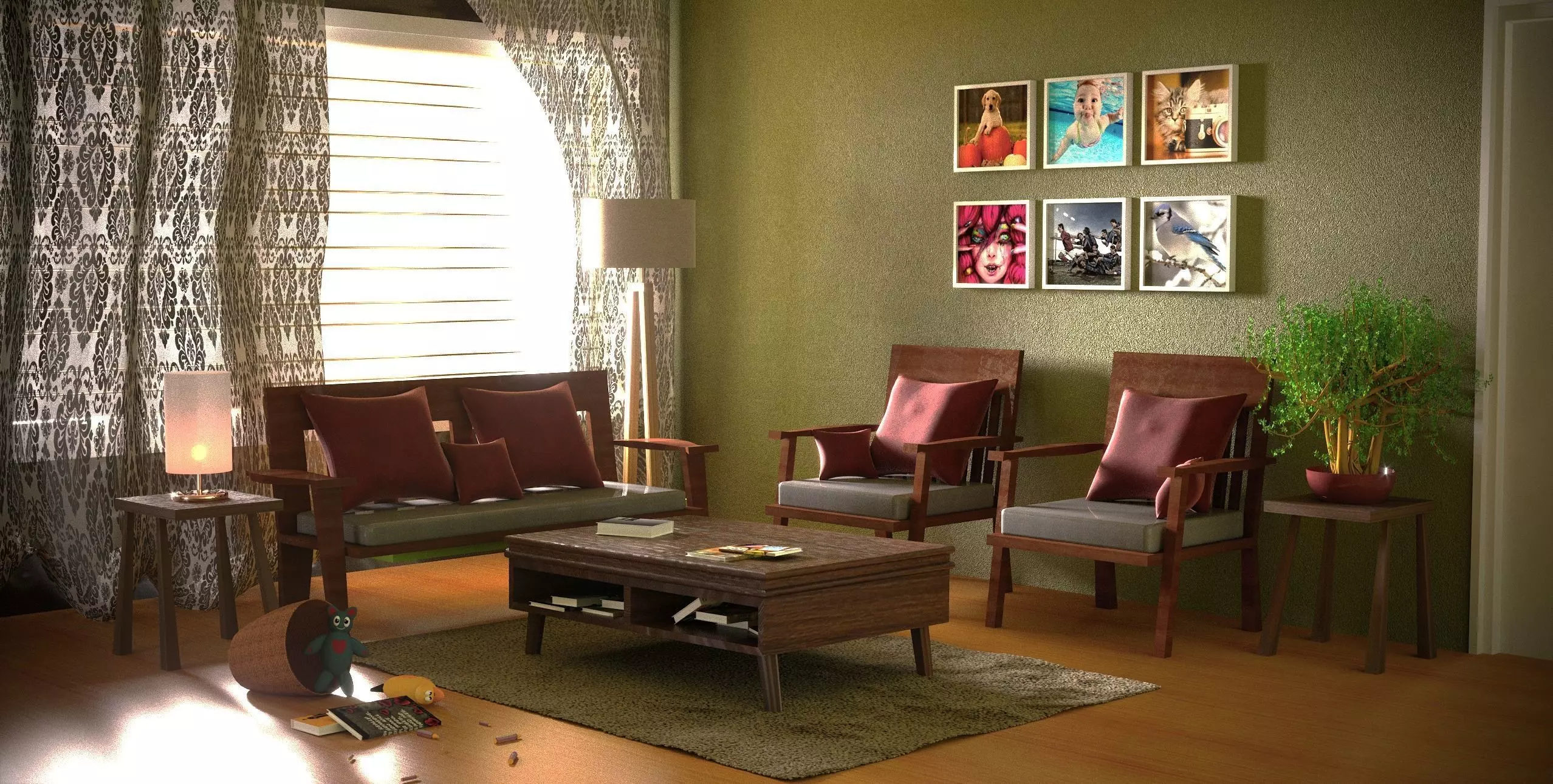 interior model kerala home design - living room 3D model_0
