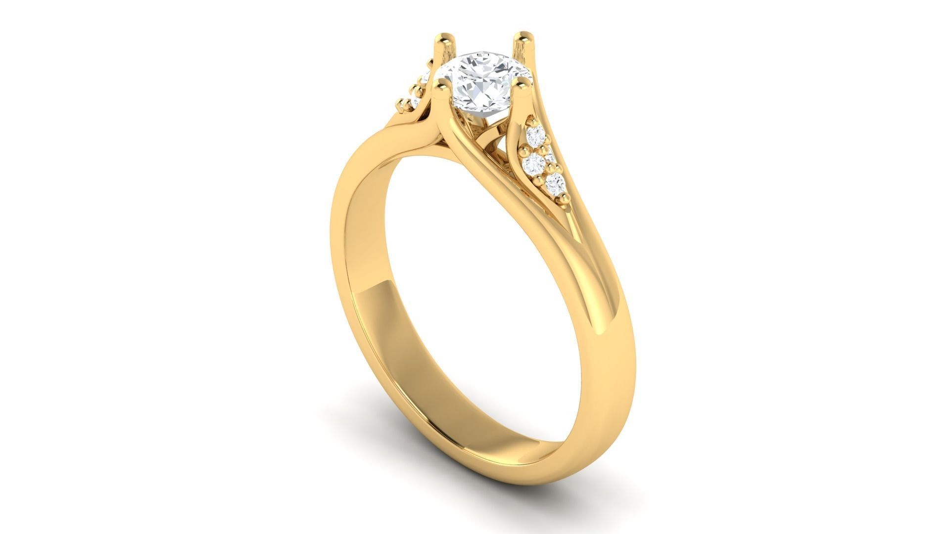 Solitaire ring 3dm stl render detail 3D print model 3D print model_11