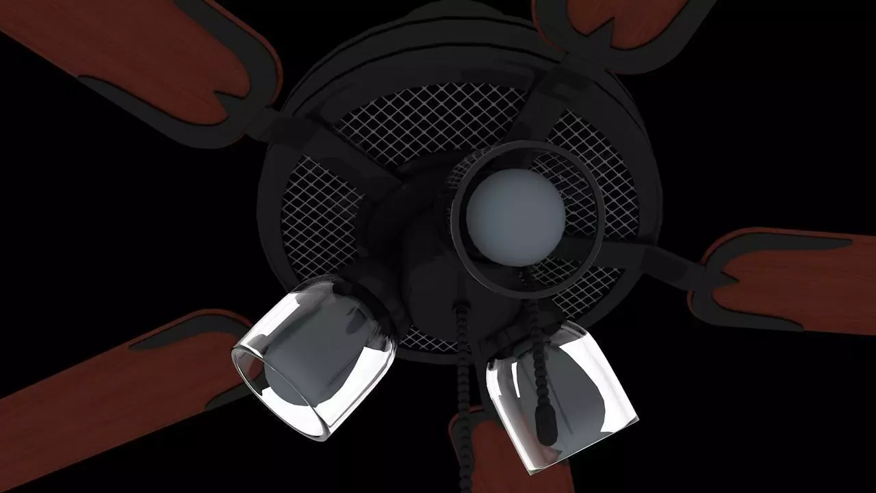 Modern Ceiling Fan Low-poly 3D model_0