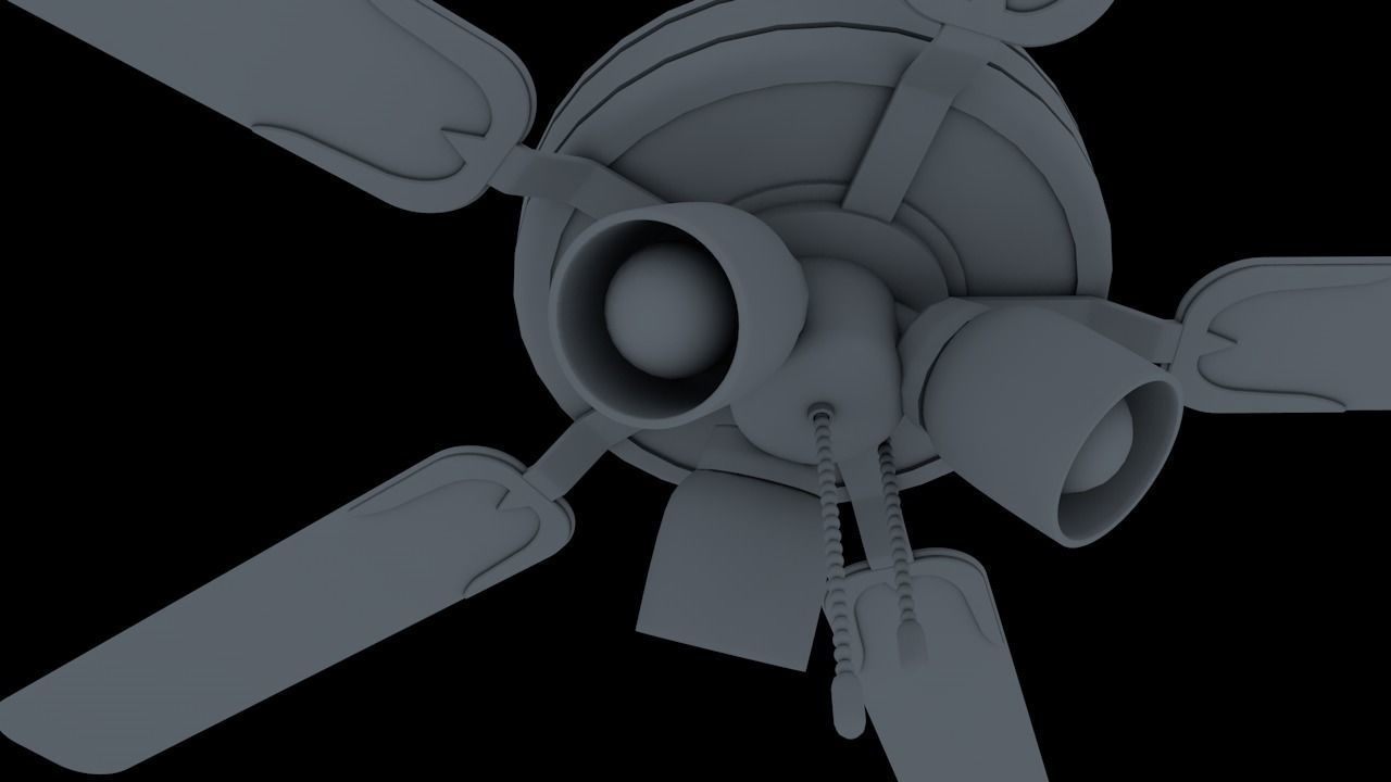 Modern Ceiling Fan Low-poly 3D model_4