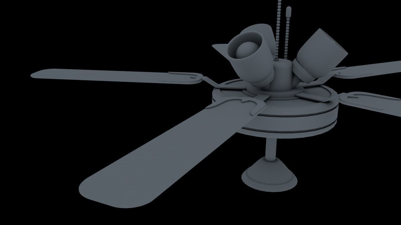 Modern Ceiling Fan Low-poly 3D model_2