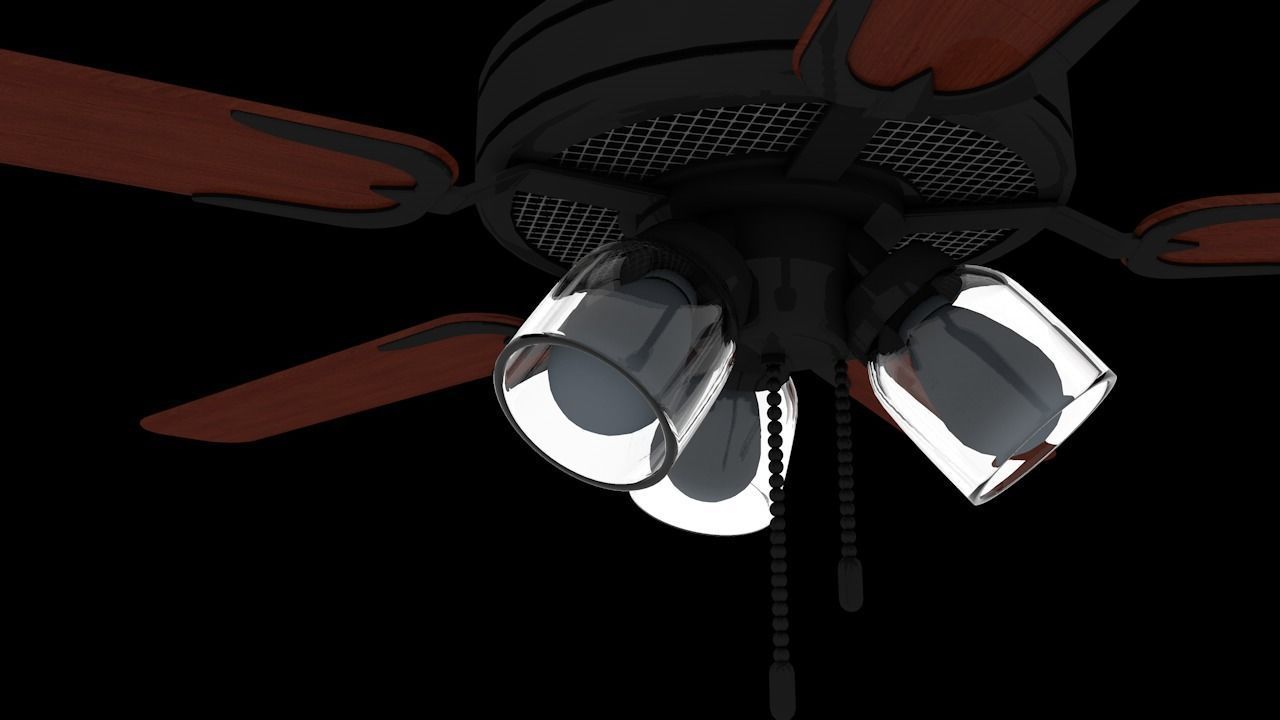 Modern Ceiling Fan Low-poly 3D model_1