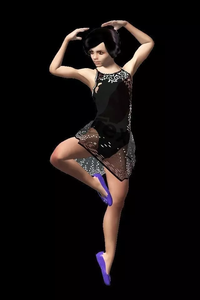 Beautiful Girl Low-poly 3D model_0