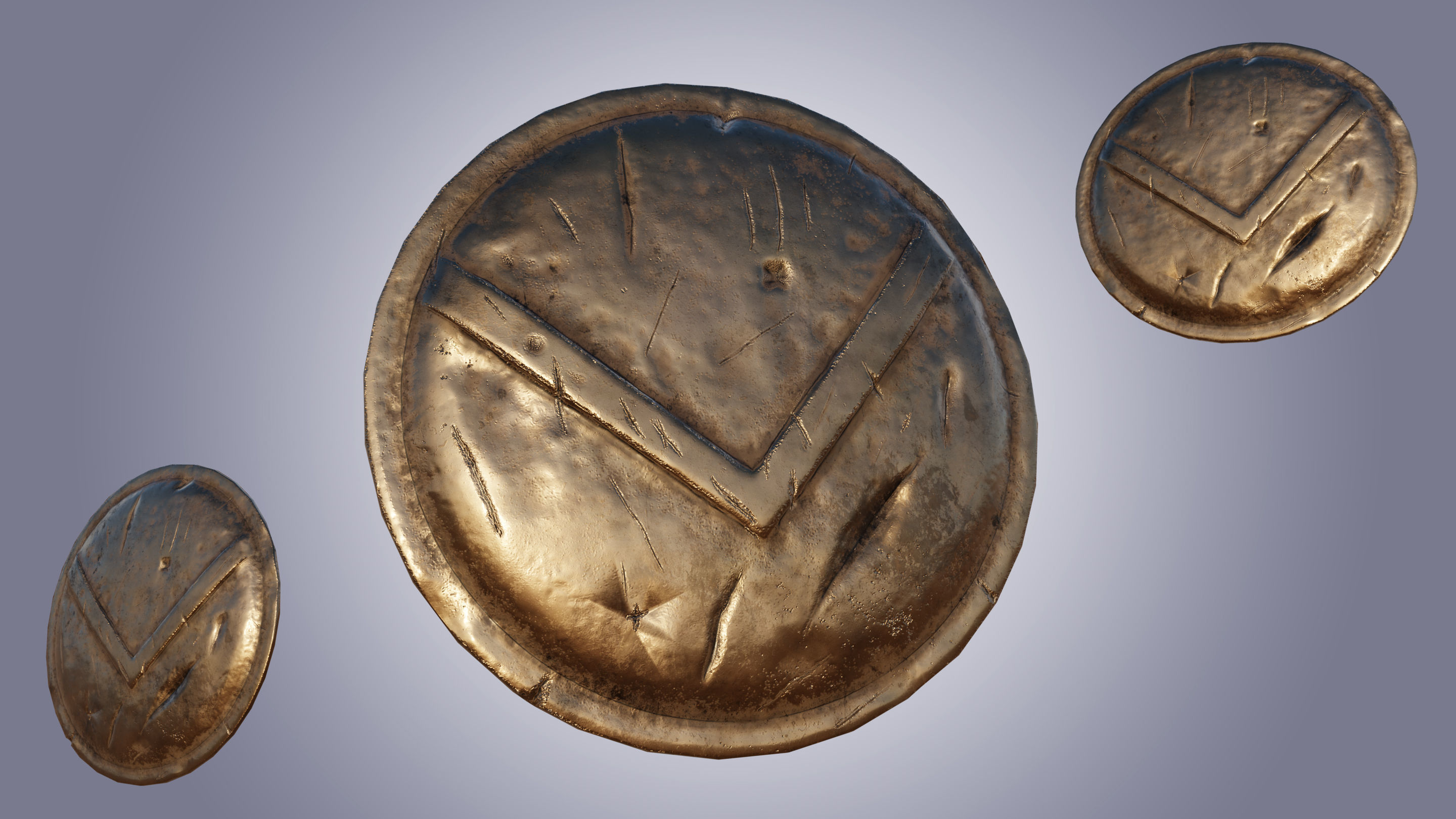 Spartan shield Low-poly 3D model_9