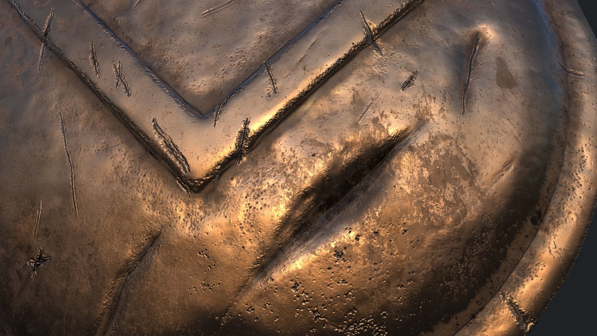 Spartan shield Low-poly 3D model_5