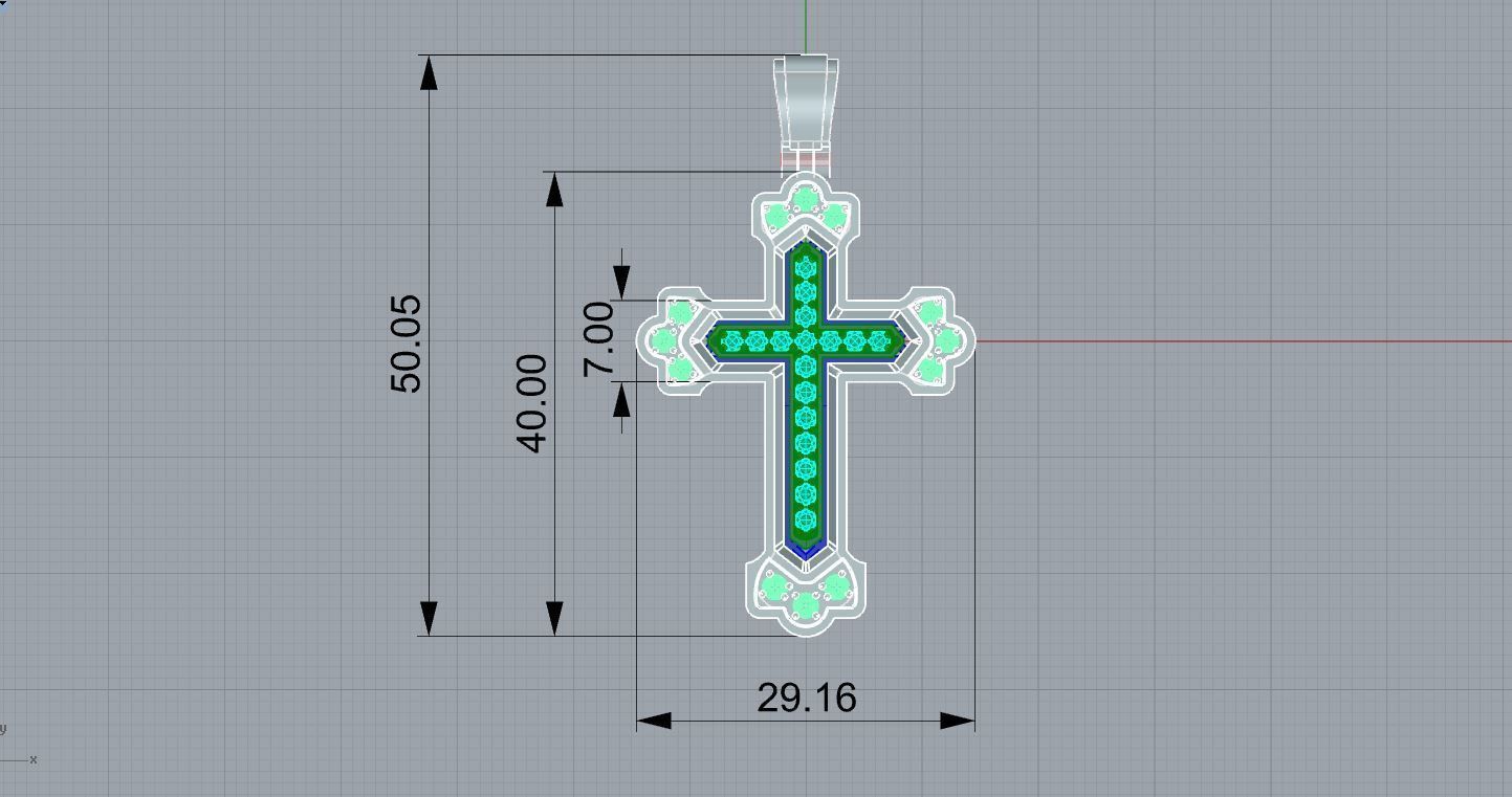 Cross Russian with gems 3D print model_2