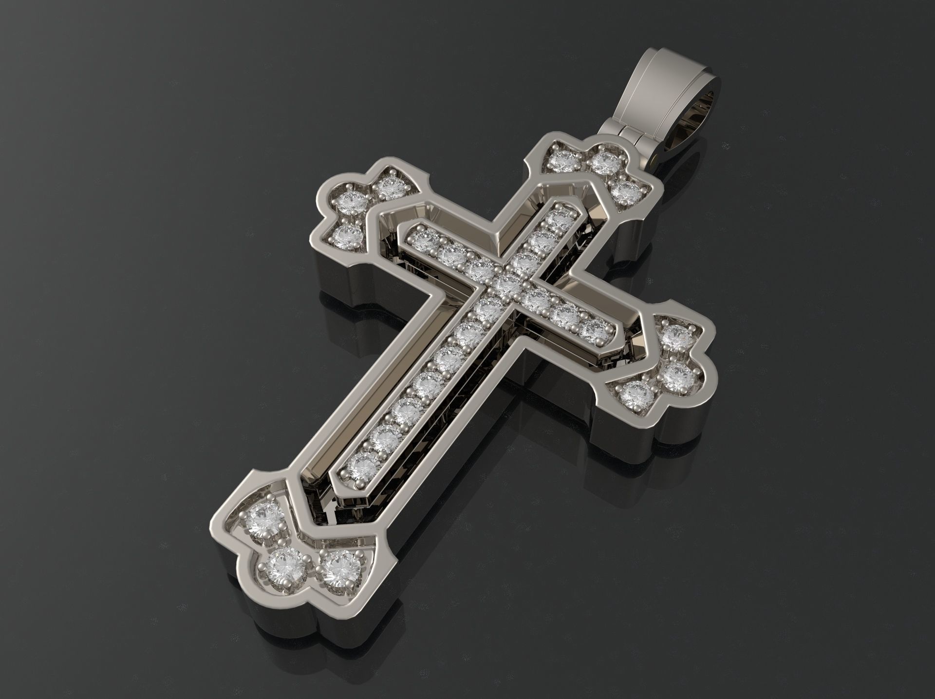 Cross Russian with gems 3D print model_7