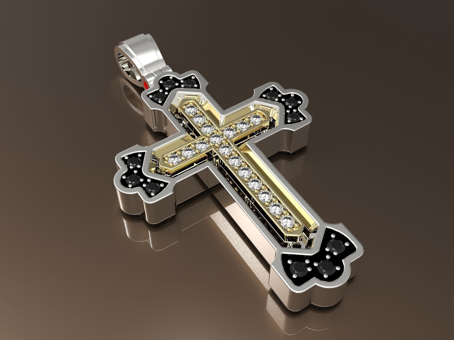 Cross Russian with gems 3D print model_8