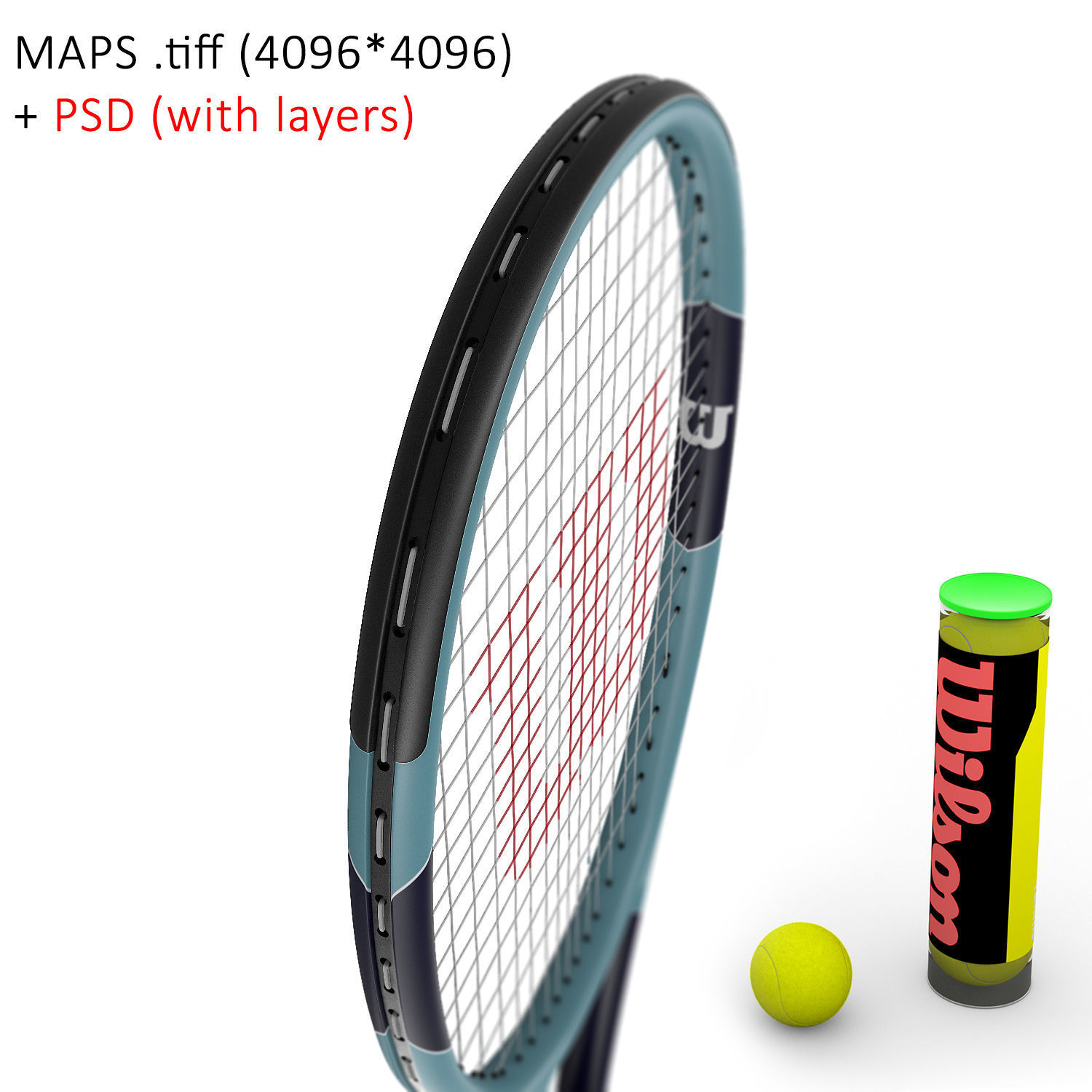 Tennis Racket Wilson 3D model Low-poly 3D model_5