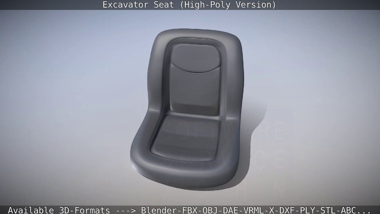 Excavator Seat - High-Poly Version 3D model_12