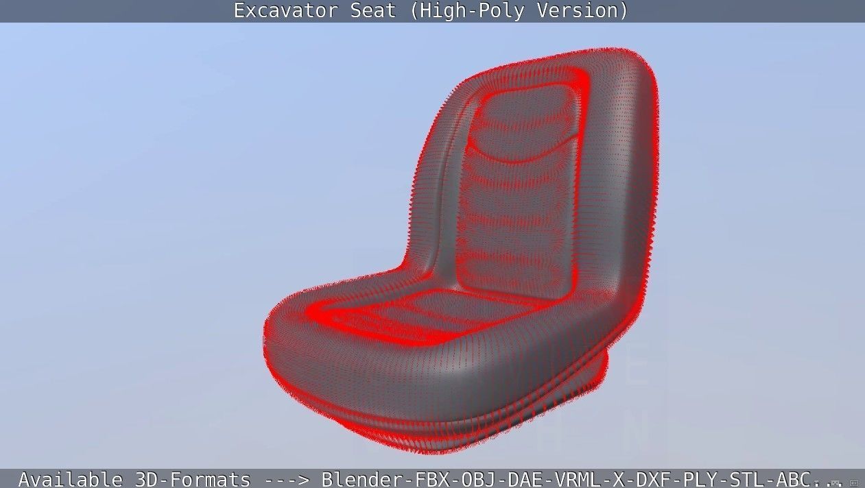 Excavator Seat - High-Poly Version 3D model_59