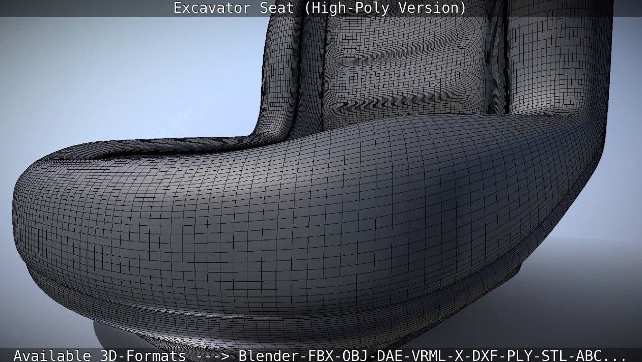 Excavator Seat - High-Poly Version 3D model_17