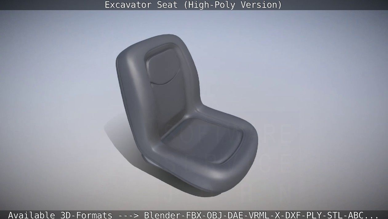 Excavator Seat - High-Poly Version 3D model_11