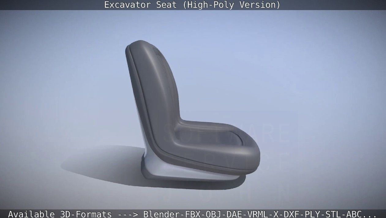 Excavator Seat - High-Poly Version 3D model_5